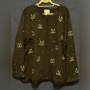 Ladies Halloween / Pumpkin Sweater/Cardigan 3X